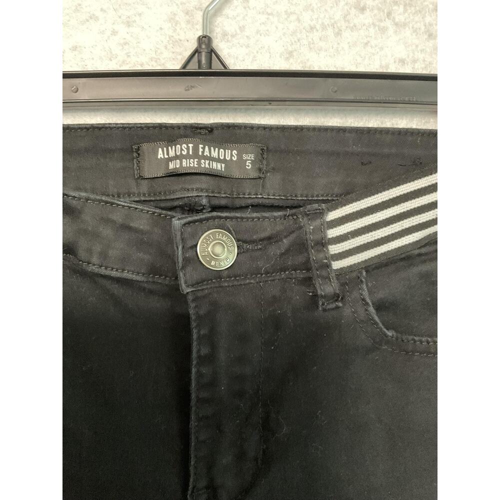 Almost Famous Jeans Womens 5 Mid Rise Skinny Pants Stretch Striped Waistband